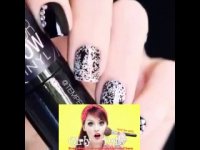 اموزش طراحی ناخن سفید مشکی /خیلی شیک