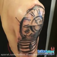 آموزش تتوی سه بعدی ساعت و راه پله