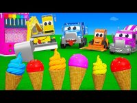 کارتون ماشین های سنگین ساخت و ساز و یادگیری رنگ ها با بستنی