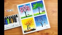 نقاشی چهار فصل با اکریلیک