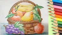نقاشی میوه ها داخل سبد