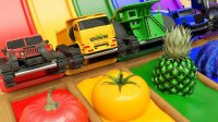 کارتون ماشین های رنگی : ماشین ها با چرخ میوه ای بزرگ : ماشین پلیس آتش نشانی و ...