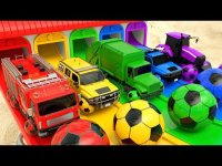 کارتون ماشین های رنگی : توپ فوتبال , سرسره آبشار , ماشین سنگین و کینگ کونگ