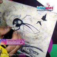 تمرین تاتو عنکبوت توسط هنرجویی از کرمانشاه