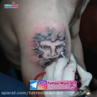 آموزش تتوی سه بعدی دختر در پشت نقاب