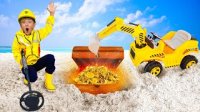 سنیا , بابایی و نیکی با بیل مکانیکی به دنبال گنج می گردند ... برنامه کودک ماشین سنگین