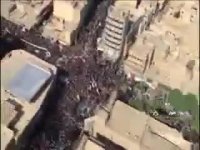 تصاویر هوایی از وداع باشکوه مردم اهواز با شهدای حادثه تروریستی