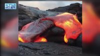 لحظه ترسناک خروج گدازه ها از دل زمین