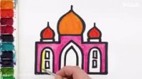 نقاشی مسجد برای کودکان با آبرنگ ( مسجد تاج محل )