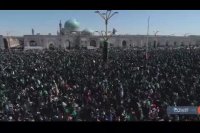 نمایی متفاوت از اجتماع بزرگ شیرخوارگان حسینی در حرم مطهر رضوی