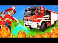 فیلم ماشین بازی کودکانه آتش نشانی در شهر لگو