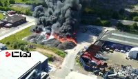 تصاویر هوایی از آتش سوزی در کارخانه بازیافت در ایرلند