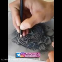 تمرین طراحی ببر روی پوست توسط هنرجویی از سنندج