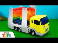 بازی ماشین اسباب بازی : کامیون حمل توپ های رنگی و اتوبوس های کوچولو