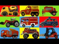 حمله ماشیناسور به شهر لوگو و کمک ماشین پلیس بزرگ - ماشین اسباب بازی تراکتور  بیل مکانیکی و کامیون