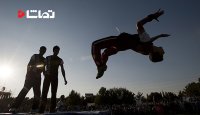 حرکات جالب پارکور بازان جوان میانه در پارک فرهنگیان