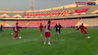 گرم کردن بازیکنان تیم فوتبال پرسپولیس در آستانه دربی