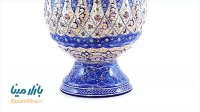 گلدان مسی میناکاری شده اثر اسماعیلی ارتفاع 25 سانتی متر