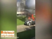 آتش زدن خودروی بی ام و مقابل کارخانه ی این ماشین