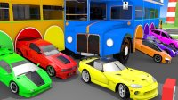 کارتون ماشین های رنگی انتقال ماشین ها با اتوبوس دو طبقه