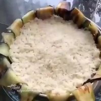 خوراک بادمجان و پلوی قالبی