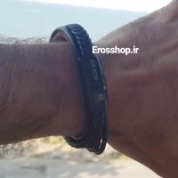 دستبند اسپرت چرمی با پلاک استیل رولکس چند رشته دخترانه و پسرانه erosshop.ir