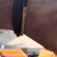 دستبند پسرانه اسپرت چرم و استیل لاکچری erosshop.ir