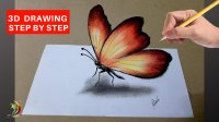 آموزش نقاشی پروانه سه بعدی با ترفند جالب + رنگ آمیزی