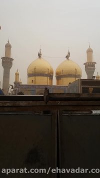 بارش باران در شهر کاظمین و شستشوی گرد و غبار از گنبد