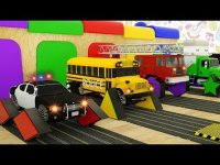 کارتون ماشین های رنگی : چرخ ماشین به شکل های مختلف هندسی : ماشین پلیس , آشغالی , آتش نشانی و  اتوبوس مدرسه