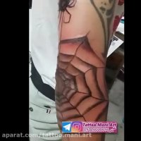 آموزش تتوی سه بعدی عنکبوت سیاه روی بازو