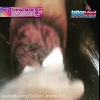 آموزش تتوی سه بعدی شیر خشمگین روی بازو