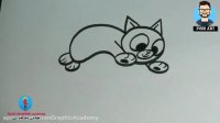 آموزش نقاشی گربه بازیگوش کارتونی - آموزش نقاشی برای کودکان