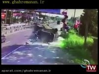 نجات معجزه آسای سرمربی کاراته از سانحه تصادف