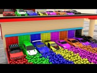 کارتون ماشین های اسپرت و استخر توپ های رنگی