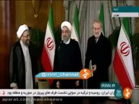 شوخی لاریجانی با حسن روحانی در نشست سران سه قوا
