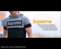 تیشرت كلاهدار مردانه و پسرانه سوپریم SUPREME طوسی