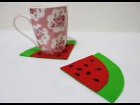 کار با نمد برای شب یلدا : زیر لیوانی