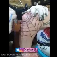 آموزش تتوی عنکبوت سیاه و تار عنکبوت روی ساعد