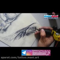 آموزش طراحی پرواز عقاب زیبا برای تتو