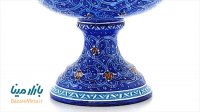 کاسه پایه دار مسی میناکاری شده اثر اسماعیلی ارتفاع 9 سانتی متر