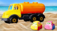 ماشین بازی بچه ها : آب بازی ماشین ها - ماشین های زرد و صورتی و کامیون