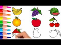 نقاشی کودکانه میوه ها + رنگ آمیزی