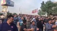 خیابان های مرکز شهر اهواز مملو از کارگران گروه ملی فولاد اهواز