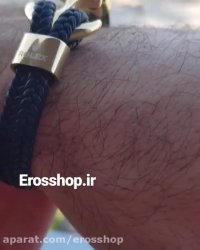 دستبند چرم اسپرت طرح بافت با پلاک لنگر رولکس