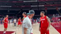 گرم کردن دو تیم بسکتبال ایران و امریکا (المپیک 2020 توکیو)