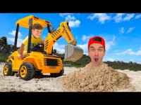 ماشین بزرگ اسباب بازی : ماشین سنگین : بازی بیل مکانیکی با سنیا و بابایی