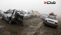 بارش برف و تصادف زنجیره ای 56 خودرو