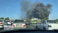 آتش‌ سوزی در انبار پالت شرکت بهنوش واقع در بزرگراه شیخ فضل‌ الله نوری تهران