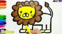 نقاشی شیر کودکانه   رنگ آمیزی با پاستل